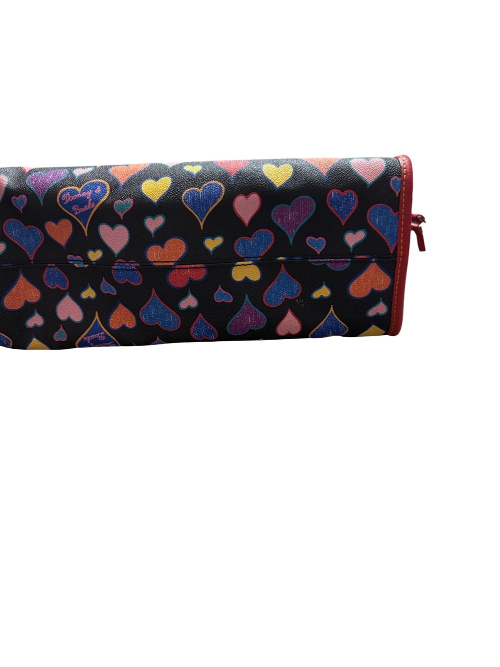Dooney & Bourke Colorful Hearts Coated Canvas Print Tote with Red Trim - Picture 4 of 11
